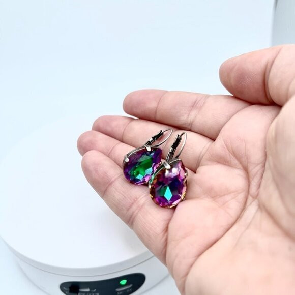 Pear Heliotrope Dangle Earrings 18x13mm - Handmade - Picture 8 of 9